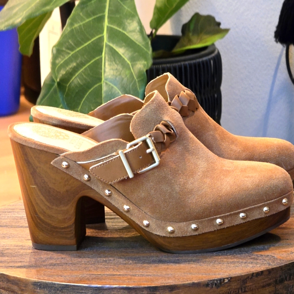 Vince Camuto Crashell Clogs, Size 9US/40EU in Cognac